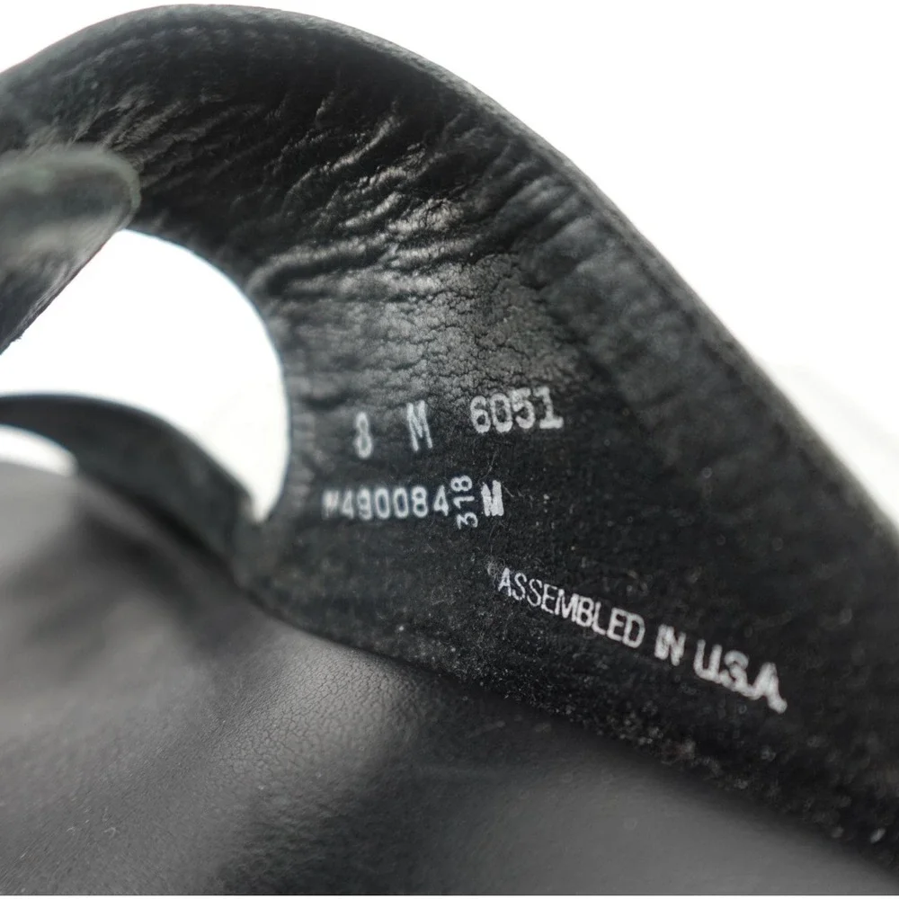 Munro American Black Patent Leather Slide Sandals Studded Straps Womens 8 M 6051
